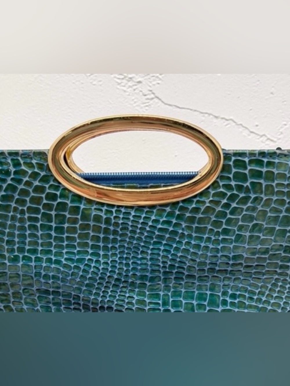 Bellini Blue & Green Crocodile Pattern Handbag - Picture 4 of 11